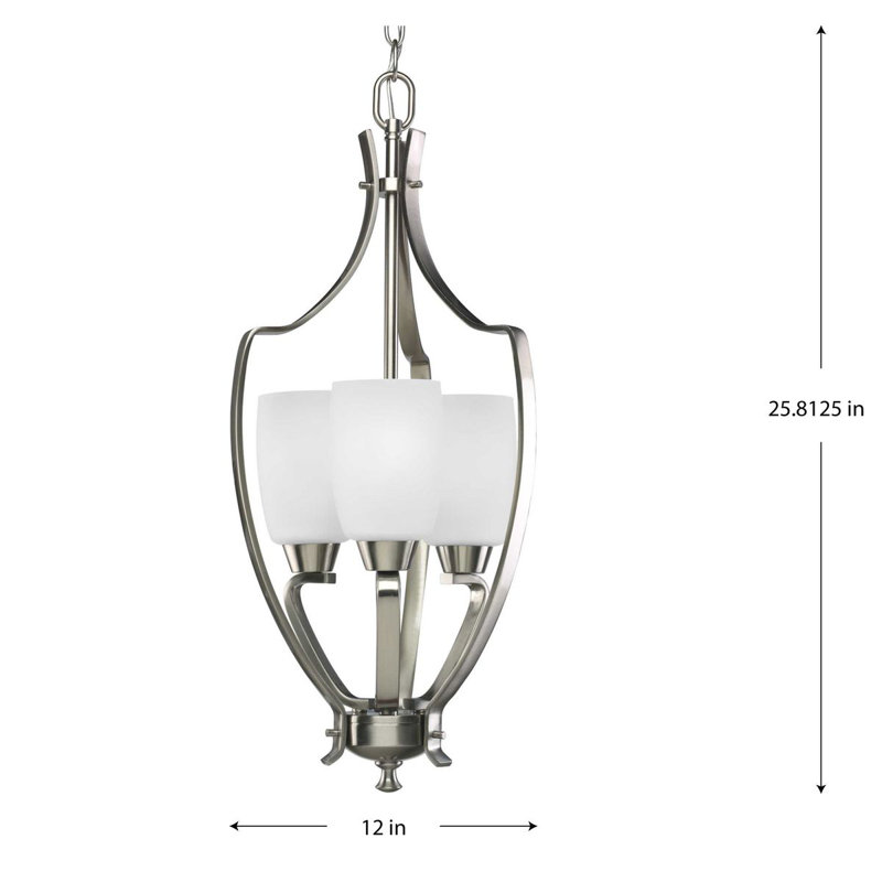 Luminaire suspendu géométrique 3 lumières lanterne Charleston, Nickel brossé