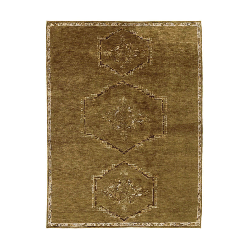 Astana Hand-Knotted Rug-Astana Fog-12'x15', Astana Olive, Rectangle 12' x 15'