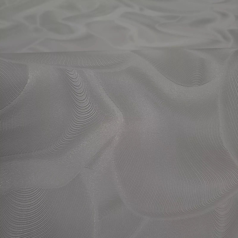 Imitation 3D de tissu de soie texturé ondulé texturé gris clair Shimmer