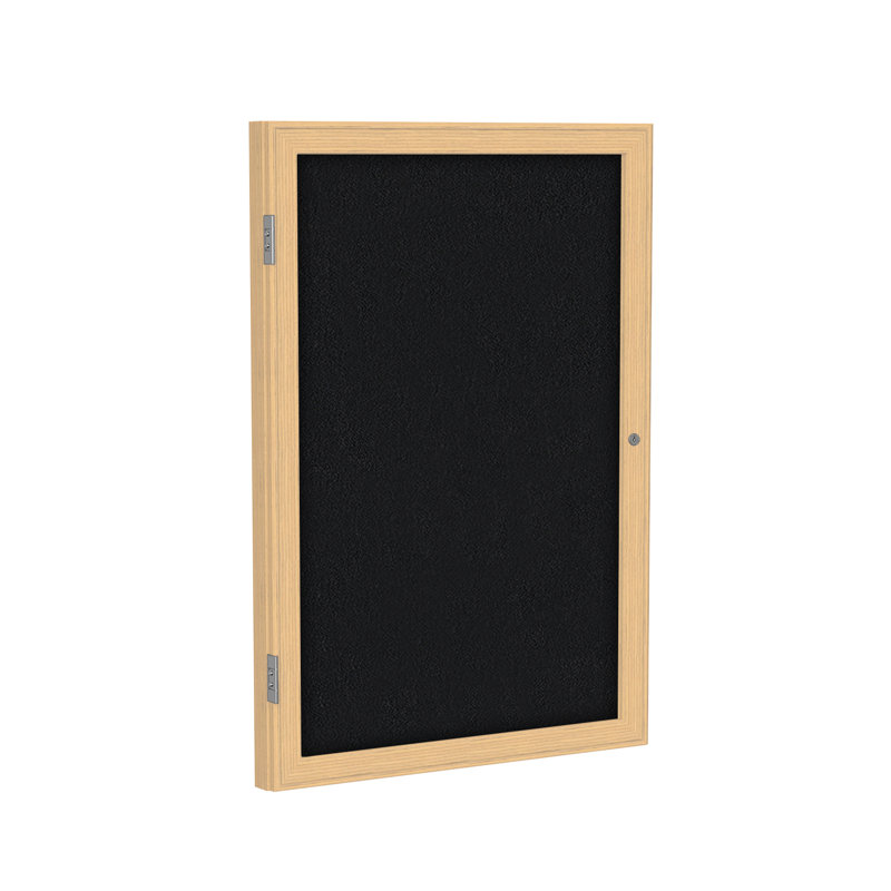 Tableau d'affichage fermé, Noir, H 3 pi x l 3 pi, Chêne