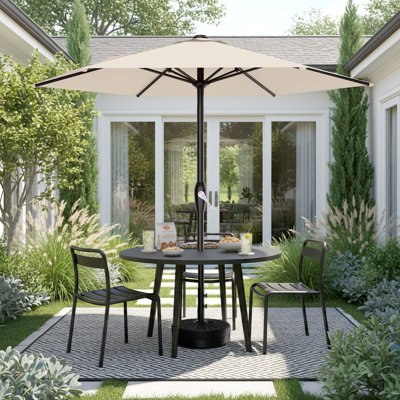 7.5FT Patio Umbrella Outdoor Table Market Umbrella with Smooth Crank handle, 6 Fibreglass Ribs, Backyard, Poolside, Garden