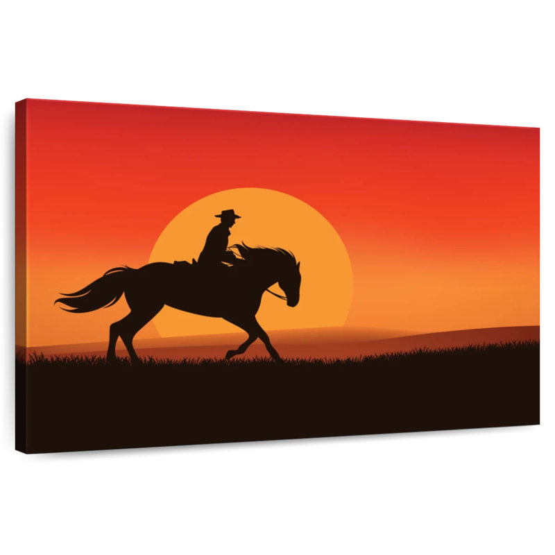 Silhouette de cowboy Lelar Sunset, H 8 po x l 12 po