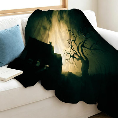 Clear Ultra Soft Flannel Fleece Throw Blanket,Old House with A Ghost at Single-Sided Print