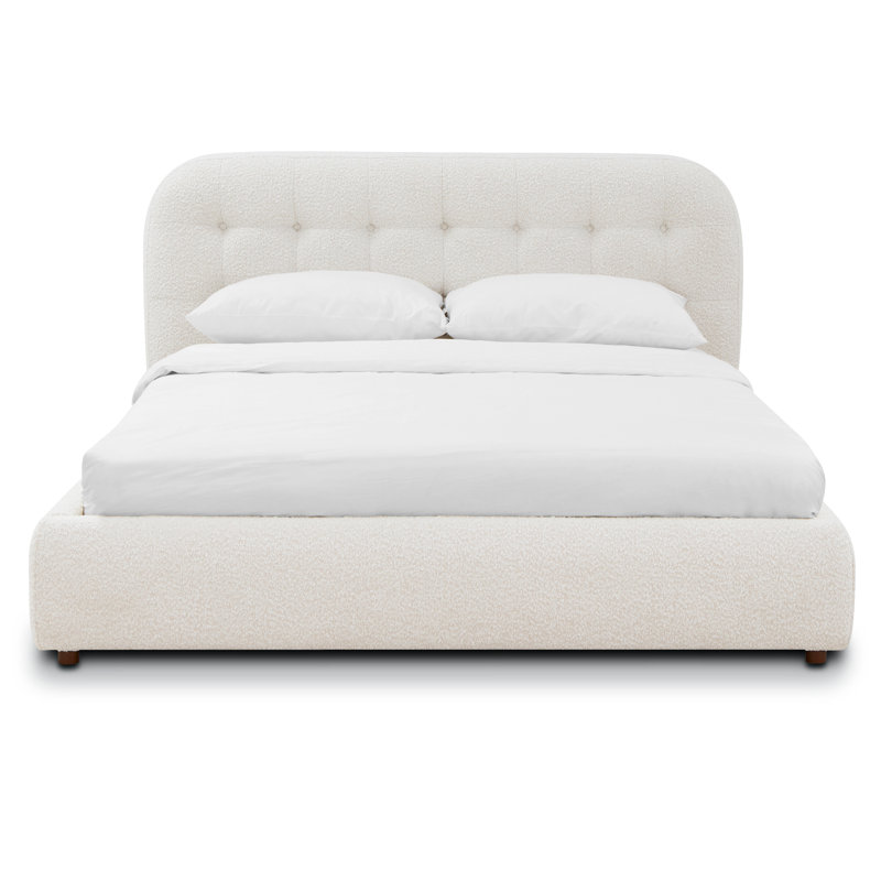 Ares Queen Bed in Froth White Boucle