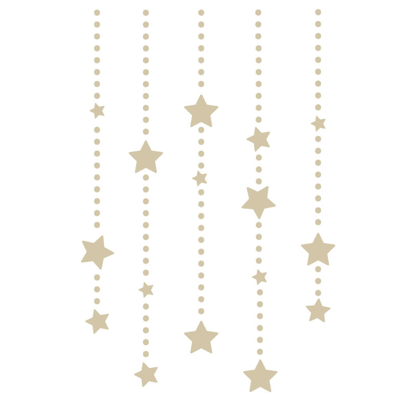 Décalcomanie murale étoile éléments suspendus, H 45 po x l 30 po x P 0,01 po, Beige