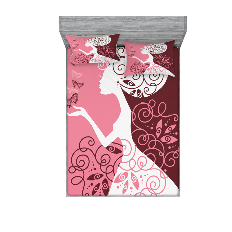 Ensemble de draps dessin papillons, Ensemble de draps pour lit double avec un drap-hou