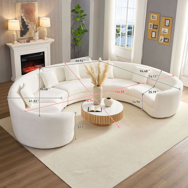 Canapé modulaire rembourré avec 5 coussins Roman Circle, H 31,1 po x l 144,88 po x P 41,33 po