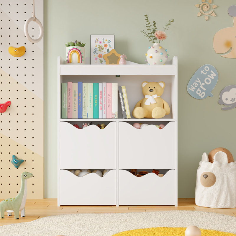 30"Tall Modern 5-Cube Standard Bookcase, Wood Storage Bookcase Shelf with Removable Drawer,Opened Shelf for Living Room