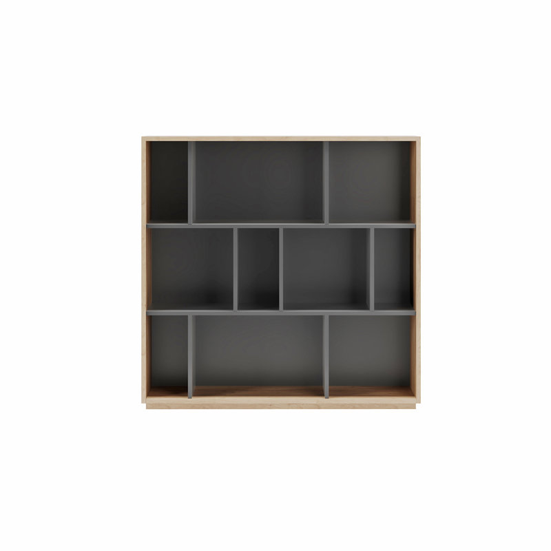 Geonna 117cm H x 111.5cm W Geometric Bookcase, Light Oak/Graphite