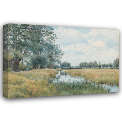 "River Landscape near St. Ives, Huntingdonshire" by  William Fraser Garden - Gallery Wrap Canvas Wall Art
