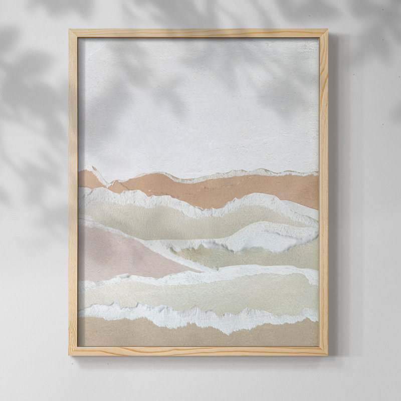 Collaged Reflections II Framed Print - Solid Wood, Natural, 15" H x 12" W
