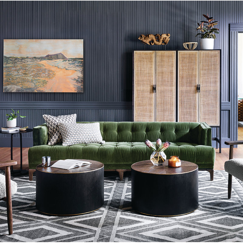 Dylan Sofa, Brown, Rider Black Genuine Leather
