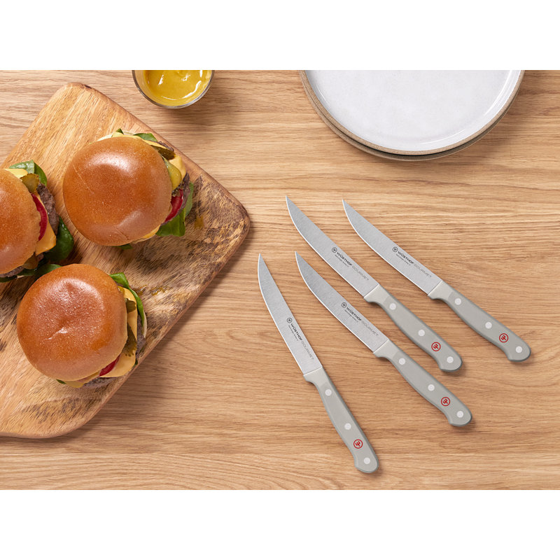 WÜSTHOF Gourmet 4-Piece Steak Knife Set, Gray