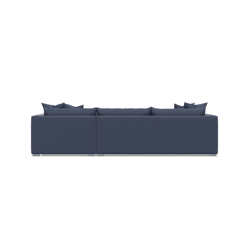 Sectional, Blue Polyester, Right Hand Facing