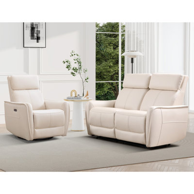 Ensemble de salon 2 pièces inclinable électrique contemporain avec port USB et port de type C