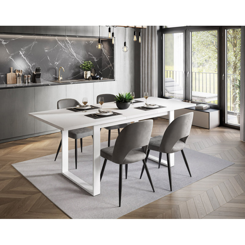 Akshita Rectangular Dining Table, Grey/Brown/Blue, White