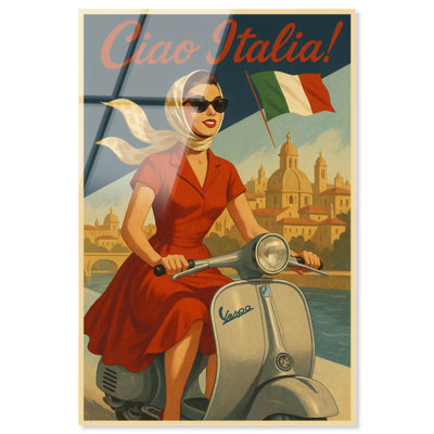 Scooter Italian Travel Acrylic Travel Poster Art by Art Remedy, Ready to Hang