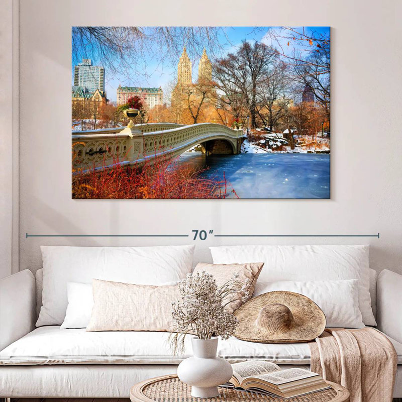 Rorry Frozen Central Park Bow Bridge NYC, 34" H x 51" W