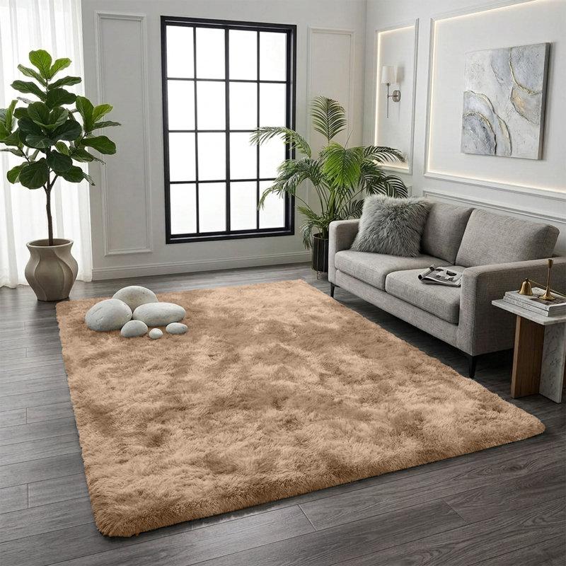 Solid Colour Machine Tufted Shag Area Rug, Rectangle 160 x 230 cm