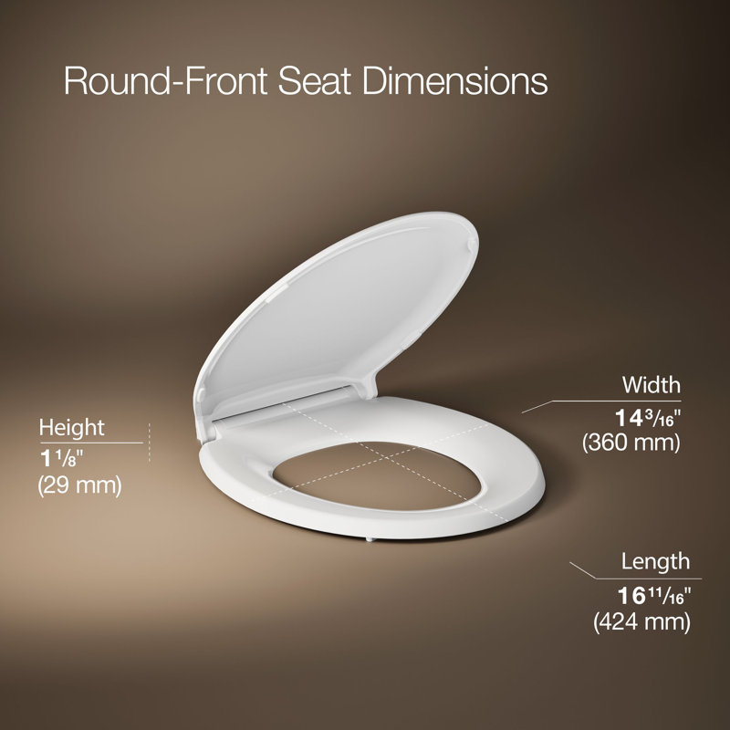 Rutledge Front Quiet-Close with Grip-Tight Bumpers Round Toilet Seat, Ready Latch