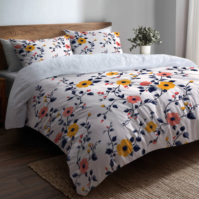 Ensemble de literie Country Farmhouse 4 pièces - Ensemble d'édredon patchwork rose et jaune