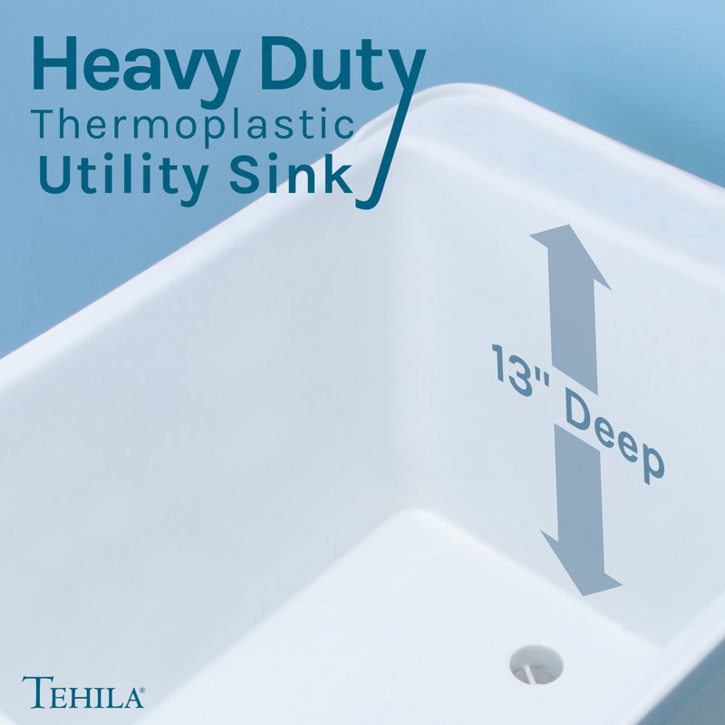 17.75 In. X 23.25 In. Freestanding Space Saver Utility Sink Pull-Out Faucet, Soap Dispenser, Stainless Steel, White