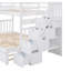 Lit superposé simple au-dessus d'un lit double avec escalier de rangement et lit gigogne-1799649739