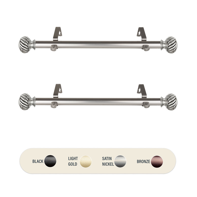Tringle à rideaux simple Lisette Baldir, Nickel satiné