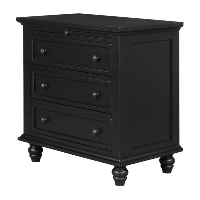 28'' Painted Nightstand With Pull-Out Tray, Fashion Bedside Cabinet With 3 Drawers, Minimalist Sofa Side Table With Rubber Legs And Metal Handle For Bedroom Sofa Couch Office