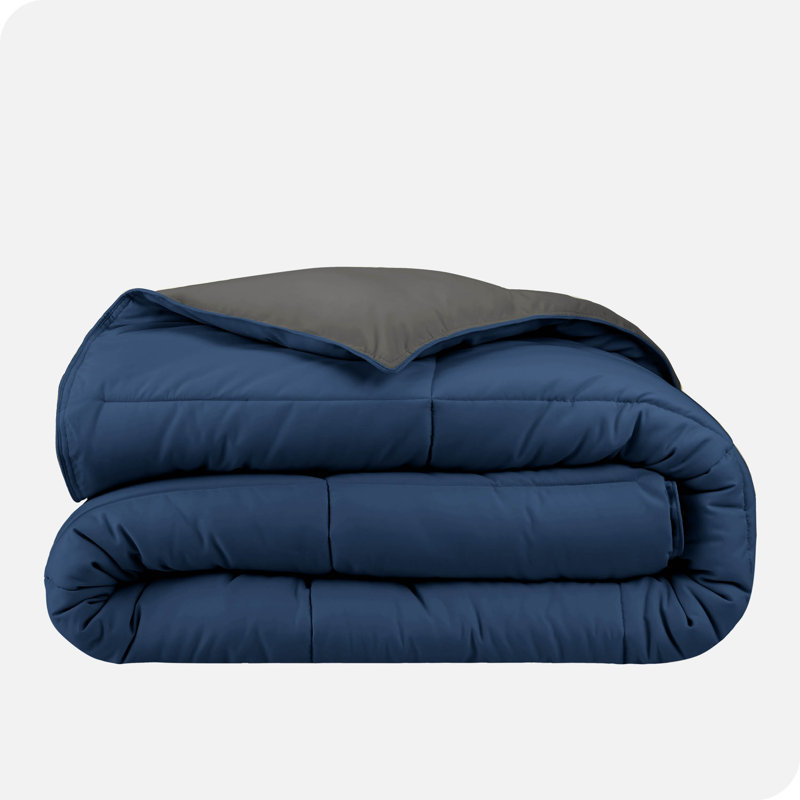 Reversible Dark Blue and Gray Down Alternative Microfiber Comforter