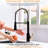 Automatic Smart Kitchen Faucet - Touchless With Motion Sensor, Hands Sink Faucet, Black + Gold, Contemporary Style, Ceramic Filler, Brass Construction Pull Out ,-1064737048