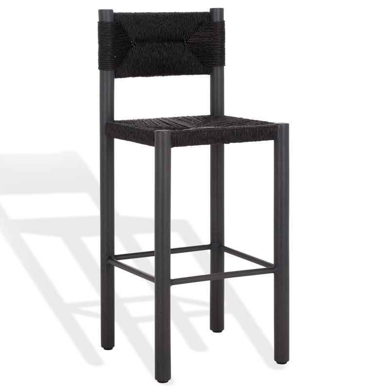Romona Rattan Weaving Outdoor Barstool, Black