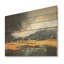 Gris et jaune, paysage de montagne abstrait II - paysage abstrait sur bois-440073609