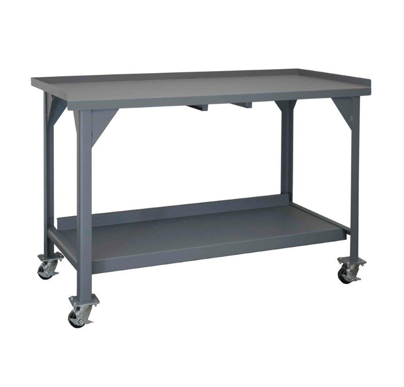 Steel Top Workbench with Wheels, 60" H x 39.50" W x 30" D