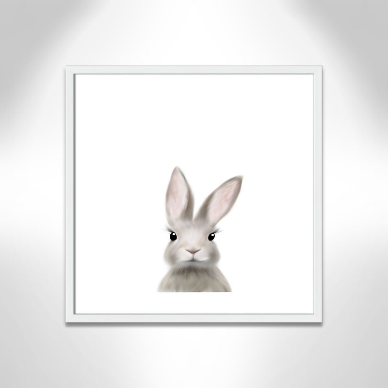 Art encadré en lapins forestières, H 23,5 po x l 23,5 po x P 1,19 po, Encadré de boîte blanc