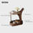 Retro Walnut Wooden Side Table with Cart-110582321