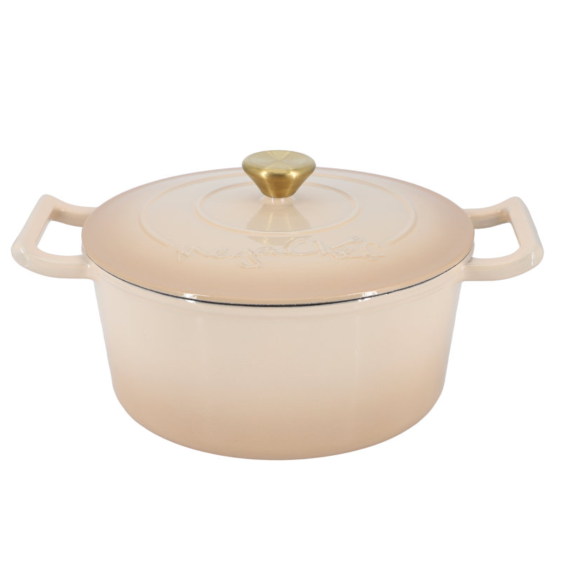 Cocotte en fonte émaillée ombrée 5,3 pintes avec couvercle autoportant, Beige