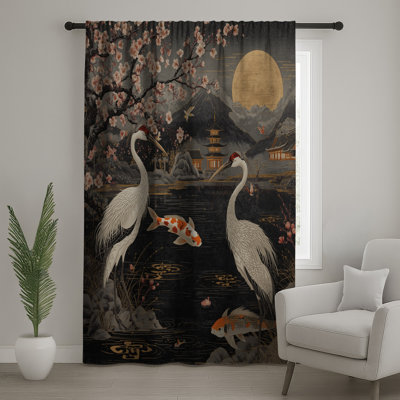 Rideaux Cherry Blossom Cranes
