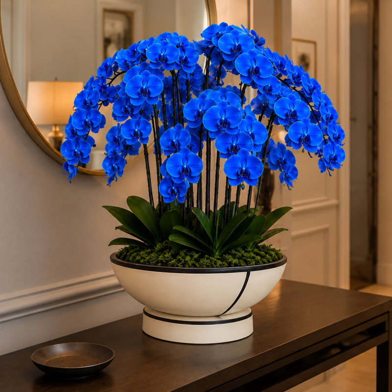 Faux Floral in Vase, Blue