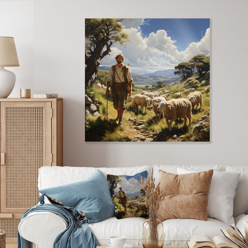 The Shepherds Song - reproduction d'art sur métal sans cadre, H 16 po x l 16 po x P 1 po