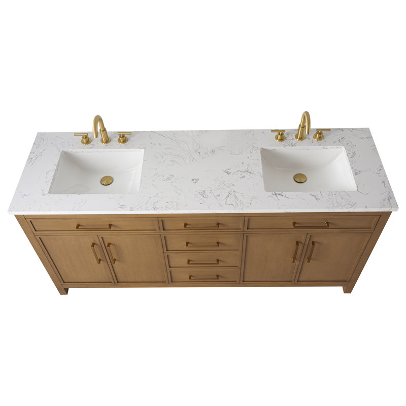 Reajean 72" Double Vanity, Caramel/Brushed Bronze