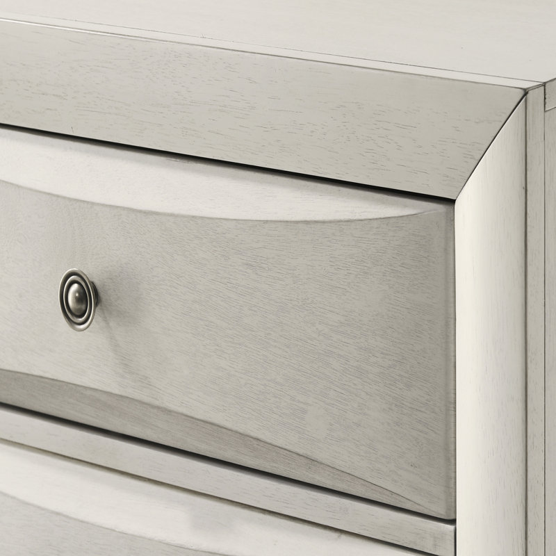 Meuble de rangement en bois avec commode à 6 tiroirs à finition blanche neutre contemporaine 1pc