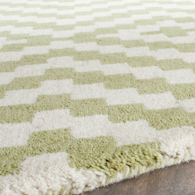 Deedgra Anastasiea Ivory & Light Green Area Rug, Round 6'