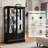 Eyisean 47" Curio Cabinet, Vintage Glass Display Cabinet with 3-Tier Adjustable Glass Shelves, Acrylic Mirrored Back Pane, Light Blub Included, Elegant Design China Cabinet for Living Room, Study Room, Kitchen-559557686
