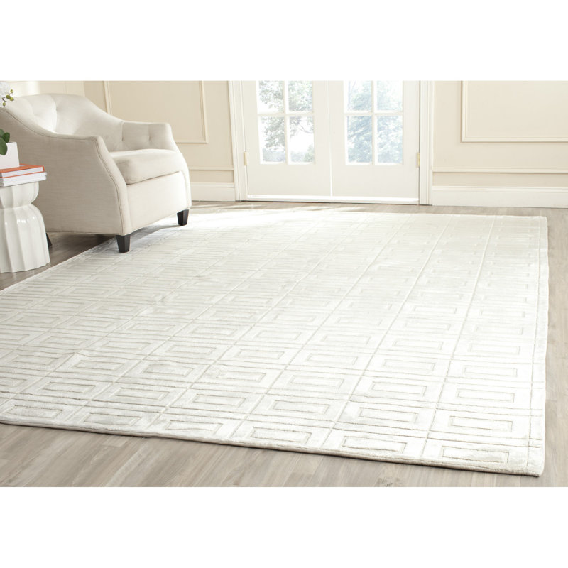 Tapis gris / viscose en coton tissé à la main Endor, Rectangle 10 pi x 14 pi