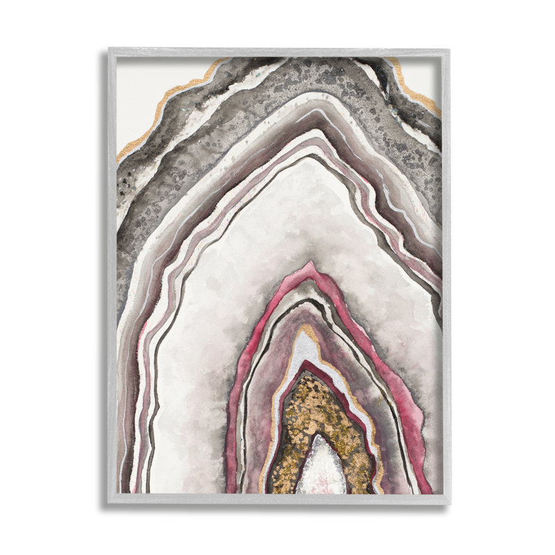 Motif d'arche de roche rose neutre Geode, H 20 po x l 16 po, Giclée encadrée blanc bord de mer