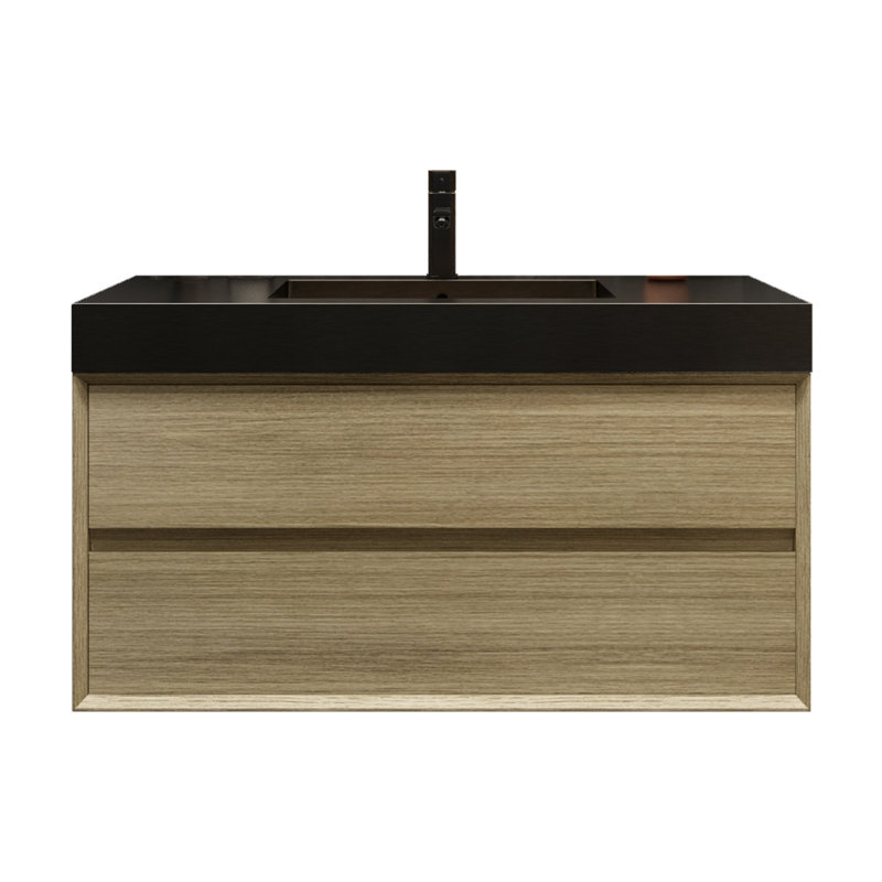 Golitz 42'' Single Bathroom Vanity with Stainless Steel Top, Teak