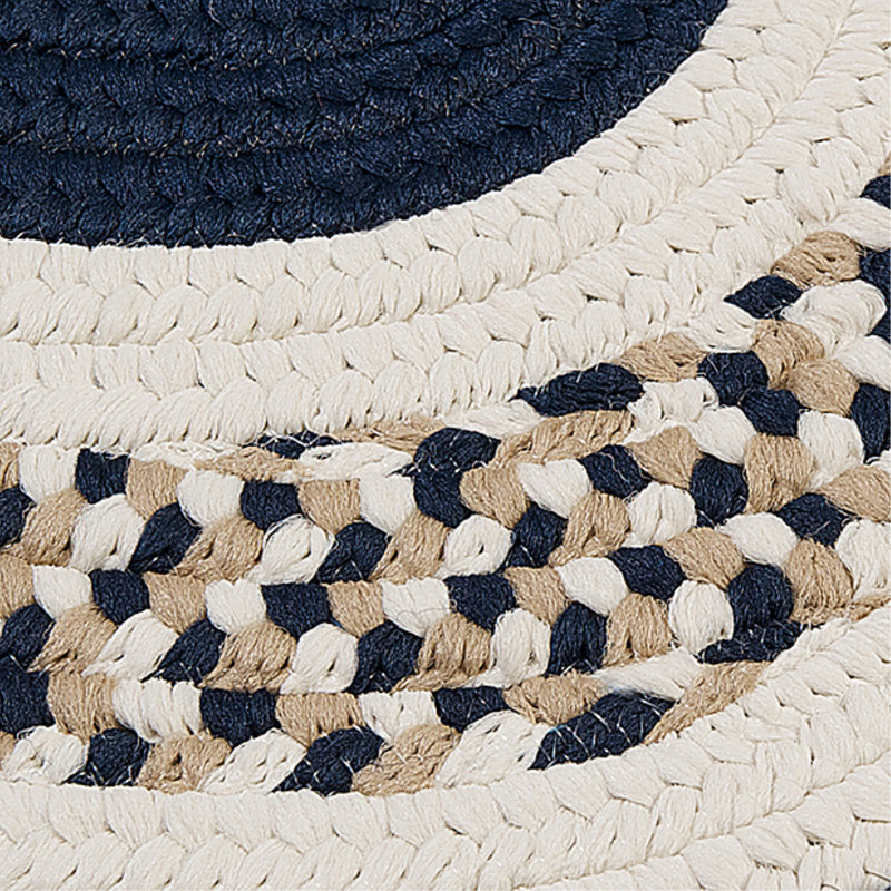 Tapis bleu marine intérieur / extérieur tressé à la main Bloxom, Rond 5 pi