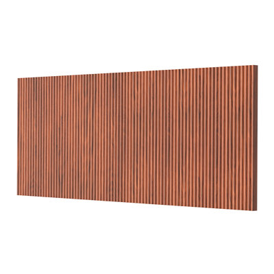 Modern Wavy Wooden Headboard, 60.8" Wide Vertical Wood Grain Design, Easy Wall-Hanging Assembly, Bohemian Style, Walnut.