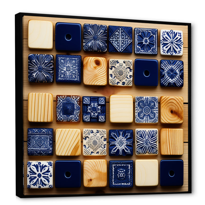 Boho Colours Tiles - Boho Tiles, art mural, H 36 po x l 36 po, Noir